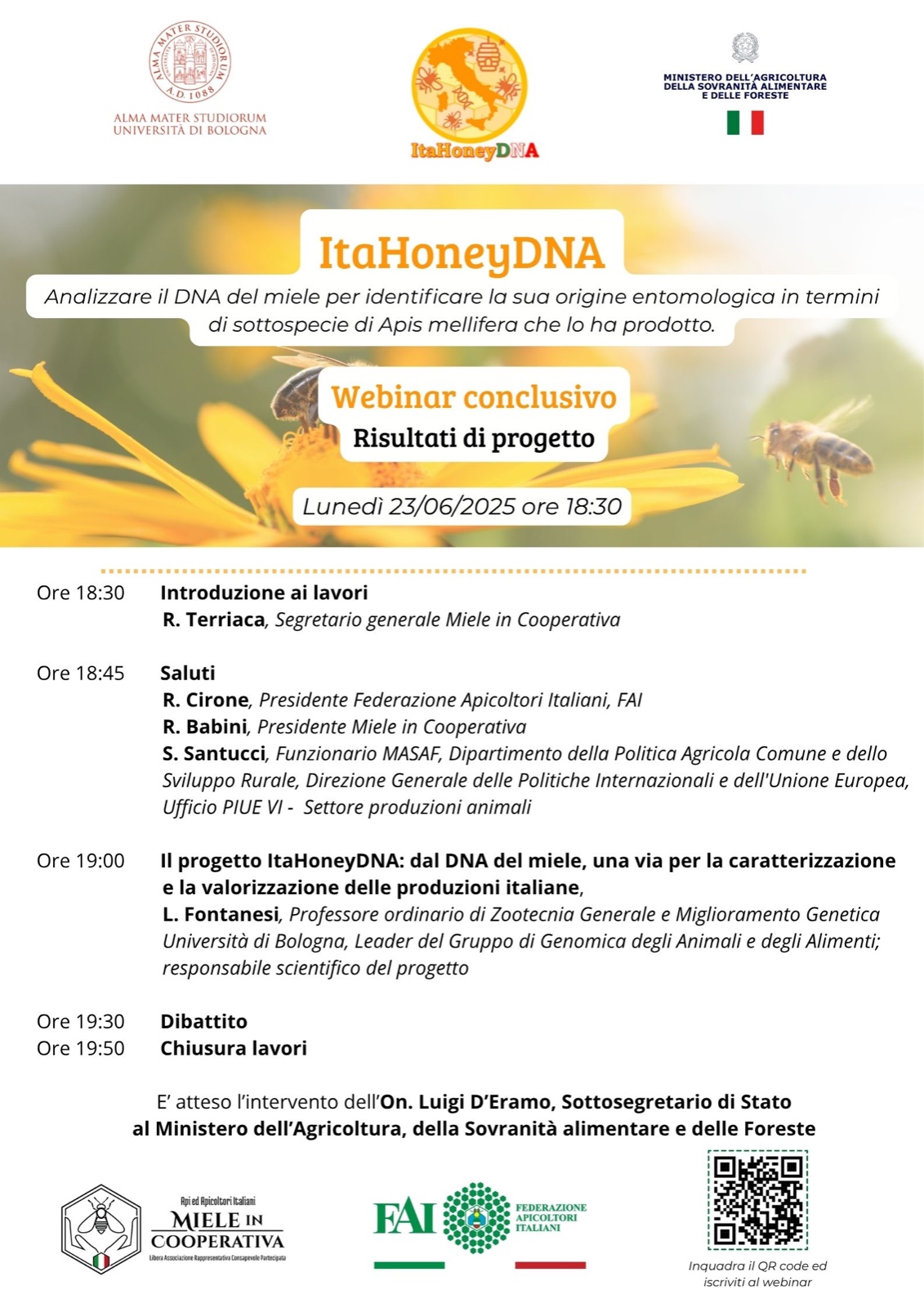 Al momento stai visualizzando Webinar Conclusivo 23/06/2025: Analizzare il DNA del miele